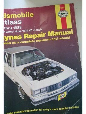 Book  1974 thru 1988  Haynes Oldsmobile CutlassV6 V8 Auto Repair Shop Manual